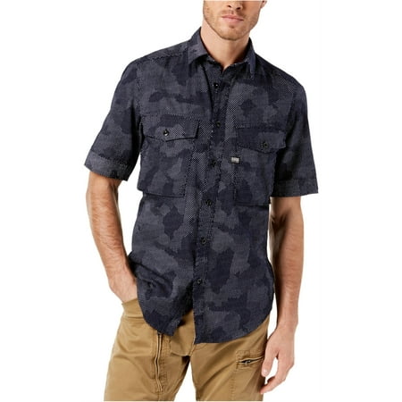 G-STAR Raw Men/'s Blue Plaid Landoh Casual Short Sleeve Button Front Woven Shirt